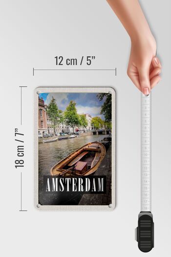 Signe de voyage en étain 12x18cm, destination de voyage d'amsterdam, bateau, décoration hollandaise 5