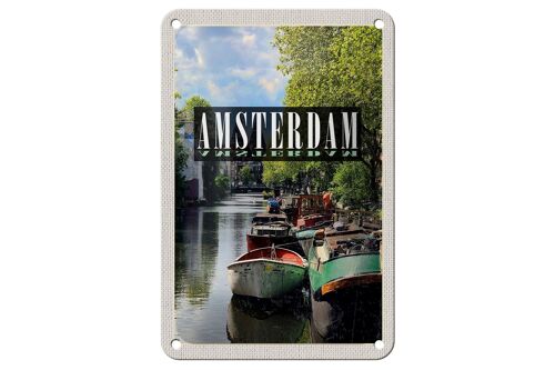 Blechschild Reise 12x18cm Amsterdam Reiseziel Bootsfahrt Dekoration