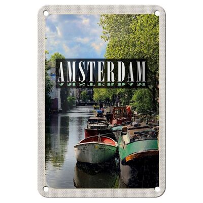 Blechschild Reise 12x18cm Amsterdam Reiseziel Bootsfahrt Dekoration