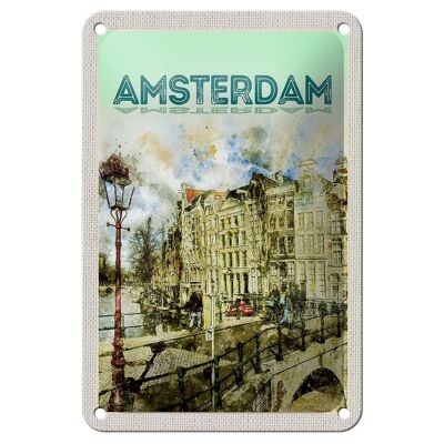 Cartel de chapa de viaje, 12x18cm, arte Vintage, decoración de regalo de Ámsterdam
