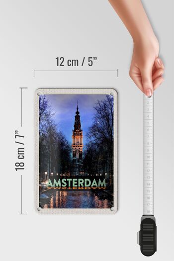 Signe de voyage en étain 12x18cm, Destination de voyage d'amsterdam, décoration de la tour Munt 5