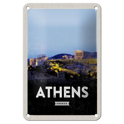 Metal sign travel 12x18cm Athens Greece overview decoration