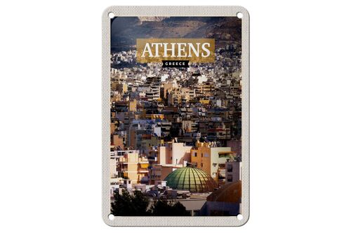 Blechschild Reise 12x18cm Athens Greece Blick auf die Stadt Dekoration