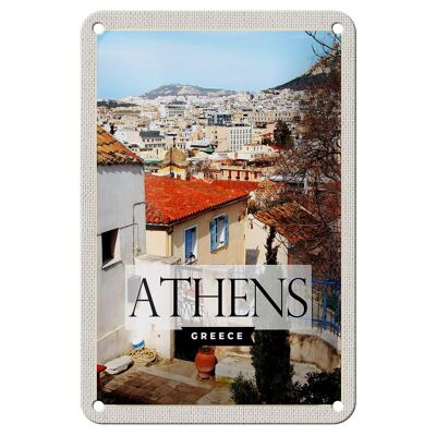 Targa in metallo da viaggio 12x18 cm Decorazione destinazione Atene Grecia Città di viaggio