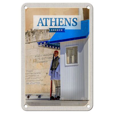 Cartel de chapa de viaje, decoración de guardia Evzone de Atenas, Grecia, 12x18cm