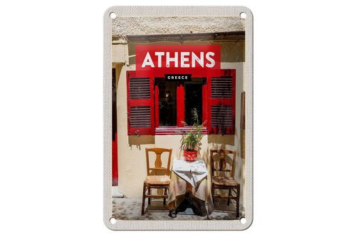 Blechschild Reise 12x18cm Athens Greece Cafe Fensterläden Dekoration