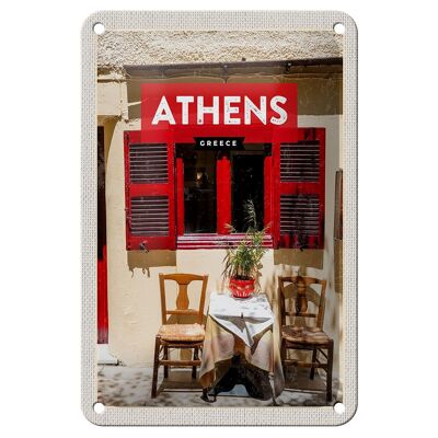 Cartel de chapa de viaje, decoración de persianas de café de Atenas, Grecia, 12x18cm
