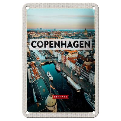 Cartel de chapa de viaje, decoración del río, casco antiguo de Copenhague, Dinamarca, 12x18cm
