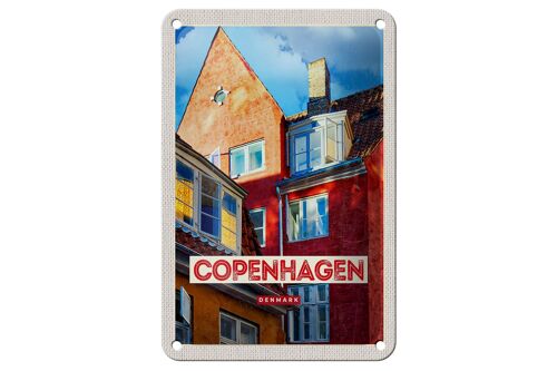 Blechschild Reise 12x18cm Copenhagen Denmark altes Haus Dekoration