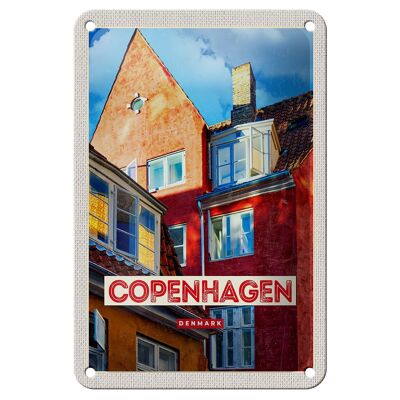 Blechschild Reise 12x18cm Copenhagen Denmark altes Haus Dekoration