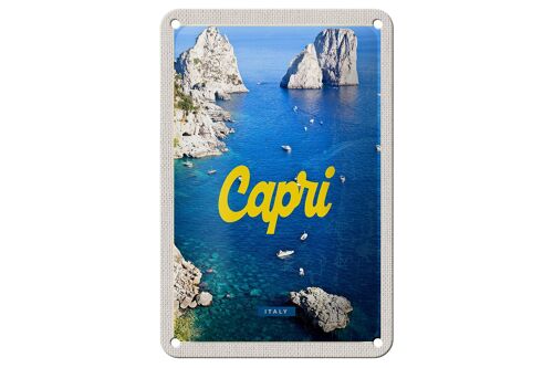Blechschild Reise 12x18cm Retro Capri Italy Meer Bergen Dekoration