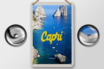 Signe de voyage en étain 12x18cm, décoration rétro Capri italie mer montagnes 2