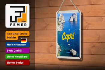 Signe de voyage en étain 12x18cm, décoration rétro Capri italie mer montagnes 3