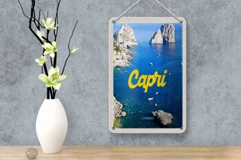 Signe de voyage en étain 12x18cm, décoration rétro Capri italie mer montagnes 4