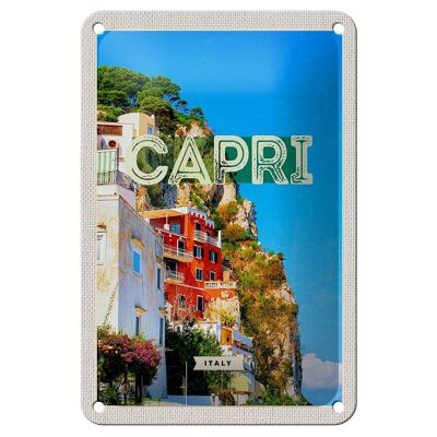 Blechschild Reise 12x18cm Capri Italy Stadt Bergen Urlaub Dekoration
