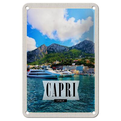 Blechschild Reise 12x18cm Capri Italy Insel Meer Urlaub Dekoration