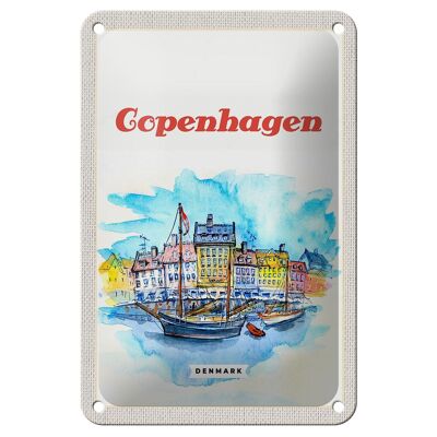 Blechschild Reise 12x18cm Bild Copenhagen Denmark Boot Dekoration