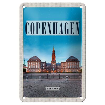 Targa in metallo da viaggio 12x18 cm Decorazione retrò Copenhagen Danimarca Castello