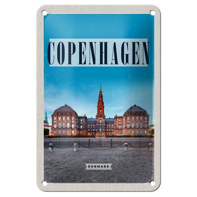 Blechschild Reise 12x18cm Retro Copenhagen Denmark Schloss Dekoration