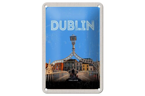 Blechschild Reise 12x18cm Retro Dublin Ireland Reiseziel Schild