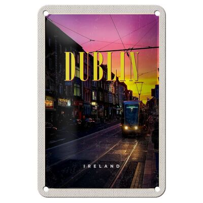 Cartel de chapa de viaje, decoración de atardecer de Dublín, Irlanda, 12x18cm