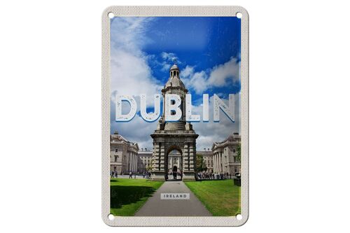 Blechschild Reise 12x18cm Retro Dublin Ireland Reiseziel Stadt Schild