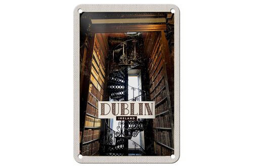 Blechschild Reise 12x18cm Retro Dublin Ireland Bibliothek Schild