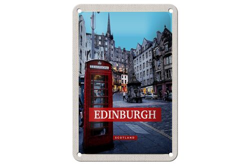 Blechschild Reise 12x18cm Edinburgh Scotland Telephone rot Dekoration