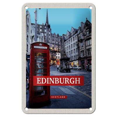 Targa in metallo da viaggio 12x18 cm Edimburgo Scozia Telefono rosso Decorazione