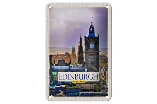 Blechschild Reise 12x18cm Edinburgh Scotland Uhrturm Dekoration