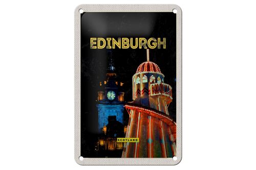Blechschild Reise 12x18cm Edinburgh Scotland Nacht Lichter Dekoration