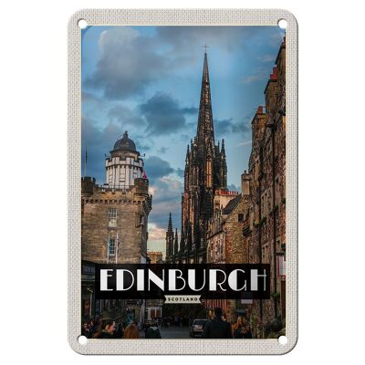 Tin sign travel 12x18cm Edinburgh Scotland old town decoration