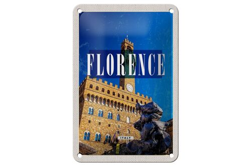 Blechschild Reise 12x18cm Florence Italy Retro Uhrturm Toscana Schild