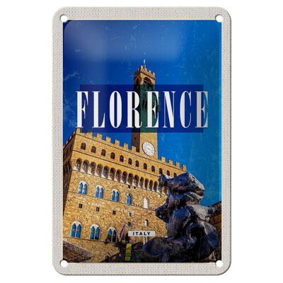 Blechschild Reise 12x18cm Florence Italy Retro Uhrturm Toscana Schild