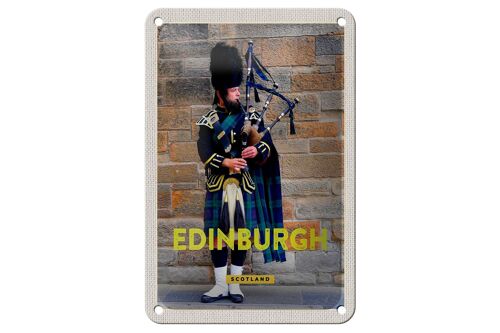 Blechschild Reise 12x18cm Edinburgh Scotland Dudelsack Mann Dekoration