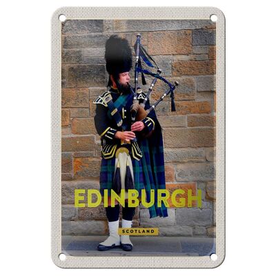 Blechschild Reise 12x18cm Edinburgh Scotland Dudelsack Mann Dekoration