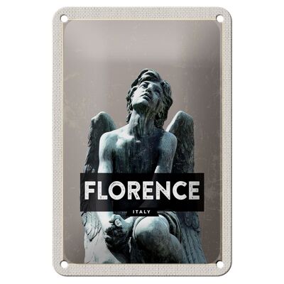 Tin sign travel 12x18cm Florence Italy wistful angel statue sign