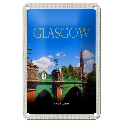 Cartel de chapa de viaje, decoración de ciudad portuaria de Glasgow, Escocia, 12x18cm