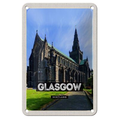 Tin sign travel 12x18cm Glasgow Scotland castle decoration
