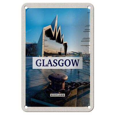 Letrero de chapa de viaje, 12x18cm, Glasgow, Escocia, ciudad portuaria, cartel decorativo
