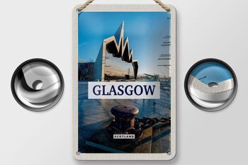 Panneau décoratif de voyage en étain, 12x18cm, panneau décoratif de Glasgow, Écosse, ville portuaire 2