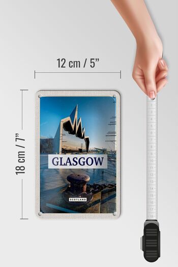 Panneau décoratif de voyage en étain, 12x18cm, panneau décoratif de Glasgow, Écosse, ville portuaire 5