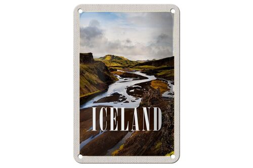 Blechschild Reise 12x18cm Iceland Berge Vulkaninsel Geschenk Schild