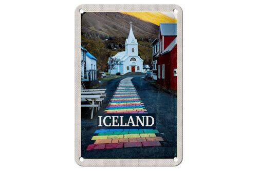 Blechschild Reise 12x18cm Iceland Iselstaat Kirche Dekoration