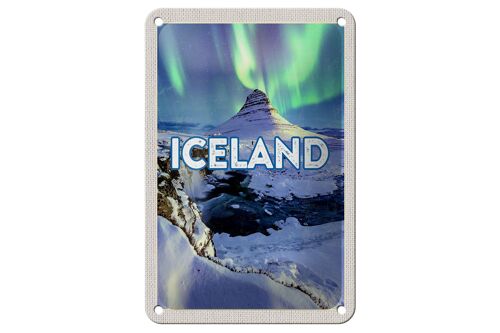 Blechschild Reise 12x18cm Iceland Iselstaat Polarlicht Geschenk Schild