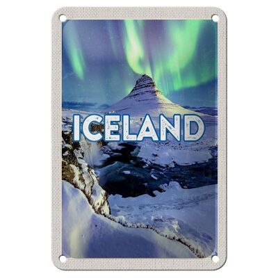 Targa in metallo da viaggio 12x18 cm Islanda Iselstaat Northern Lights. Targa regalo