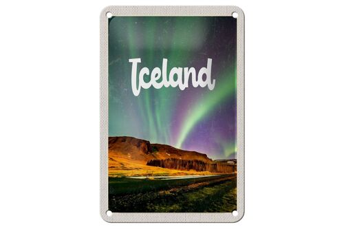 Blechschild Reise 12x18cm Iceland Retro Polarlicht Geschenk Schild