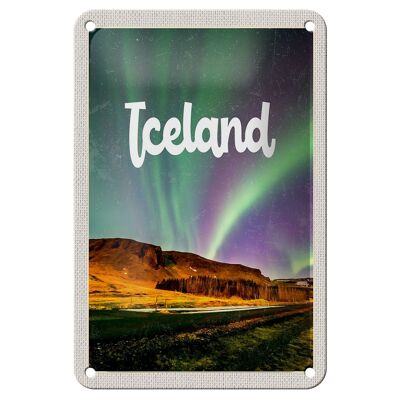 Blechschild Reise 12x18cm Iceland Retro Polarlicht Geschenk Schild