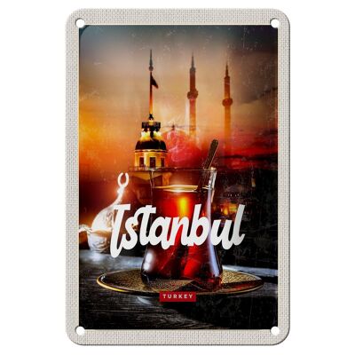 Targa in metallo da viaggio 12x18 cm Istanbul Turchia Çay Targa da tè turco