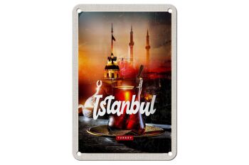 Panneau de voyage en étain, 12x18cm, Istanbul, turquie, Çay, signe de thé turc 1